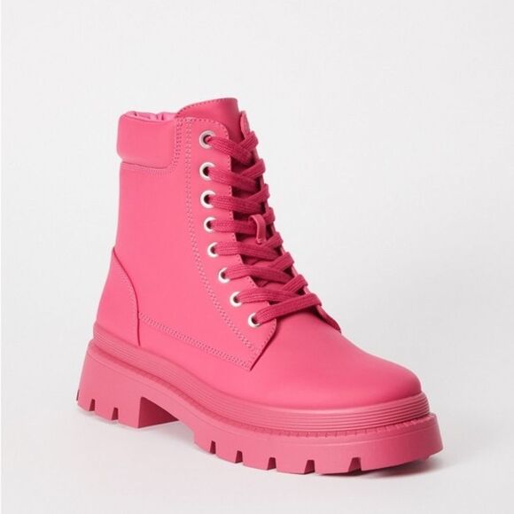 Justfab Tevos Combat Boots, Pink Size 8.5 - Picture 10 of 10